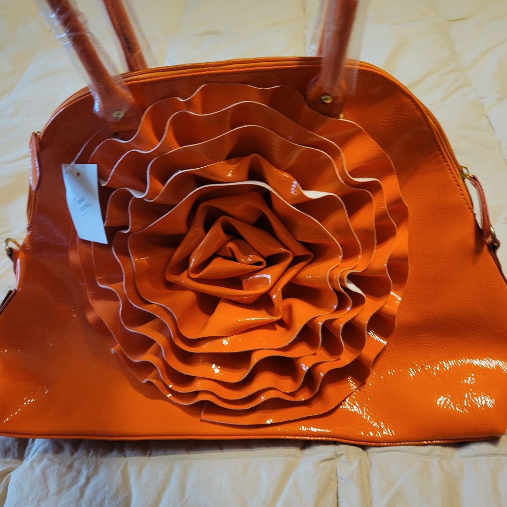 Orange Ruffled Women's Handbag - Picture 5 of 16